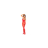 Bodystocking en résille rouge à motif cœur, orné de strass, ouvert à l’entrejambe - Mapalé